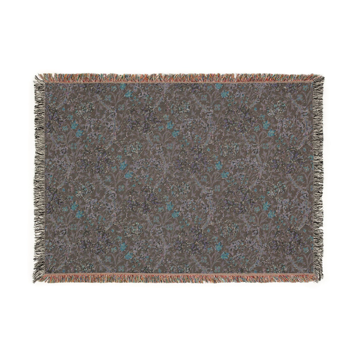 Woven Cotton Blanket inspired by William Morris - Golden Lily Collection (Midnight)
