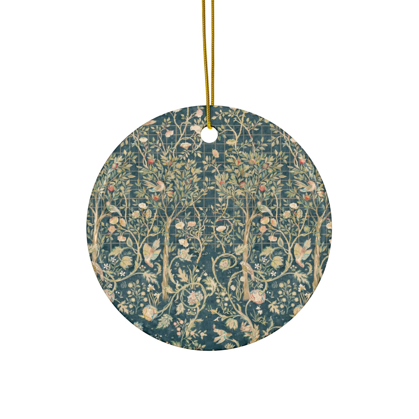 Ceramic Christmas Ornaments inspired by William Morris - Melsetter Collection (Evergreen Teal) - Double Sided Print: 1pc, 3pcs, 5pcs, 10pcs