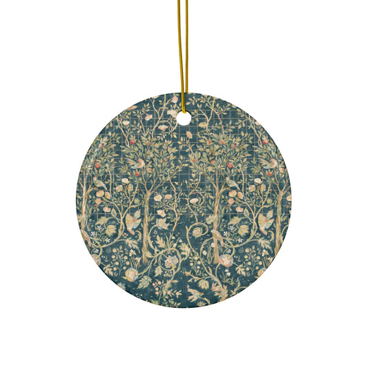 Ceramic Christmas Ornaments inspired by William Morris - Melsetter Collection (Evergreen Teal) - Double Sided Print: 1pc, 3pcs, 5pcs, 10pcs