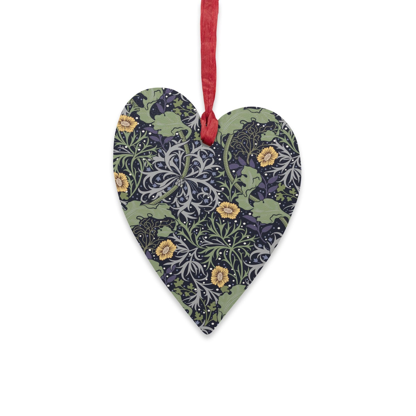 Wooden Christmas Ornaments inspired by William Morris - Seaweed Collection (Yellow Flower)