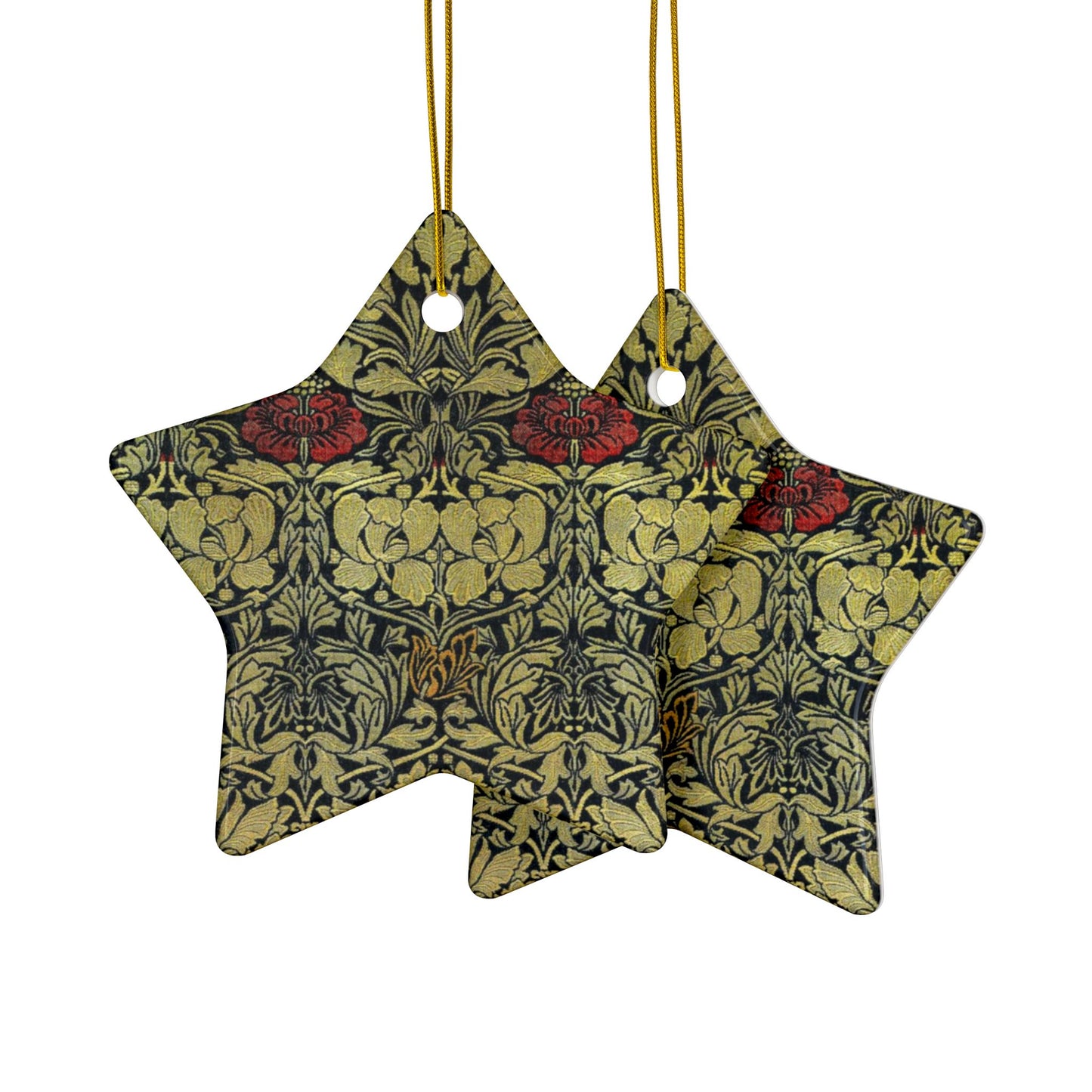 Ceramic Christmas Ornaments inspired by William Morris - Tulip & Rose Collection - Double Sided Print: 1pc, 3pcs, 5pcs, 10pcs