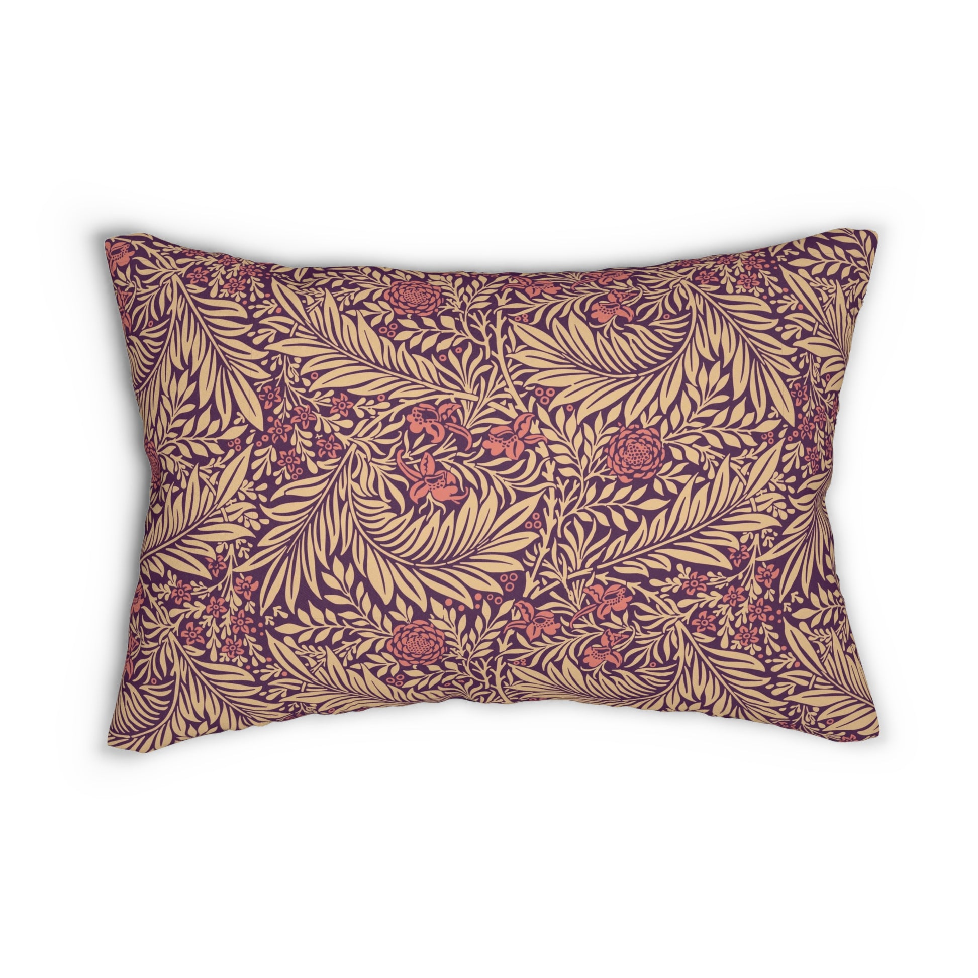 william-morris-co-spun-poly-lumbar-cushion-and-cushion-cover-larkspur-collection-red-1