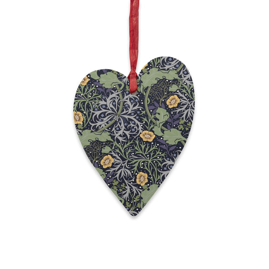 Wooden Christmas Ornaments inspired by William Morris - Seaweed Collection (Yellow Flower)