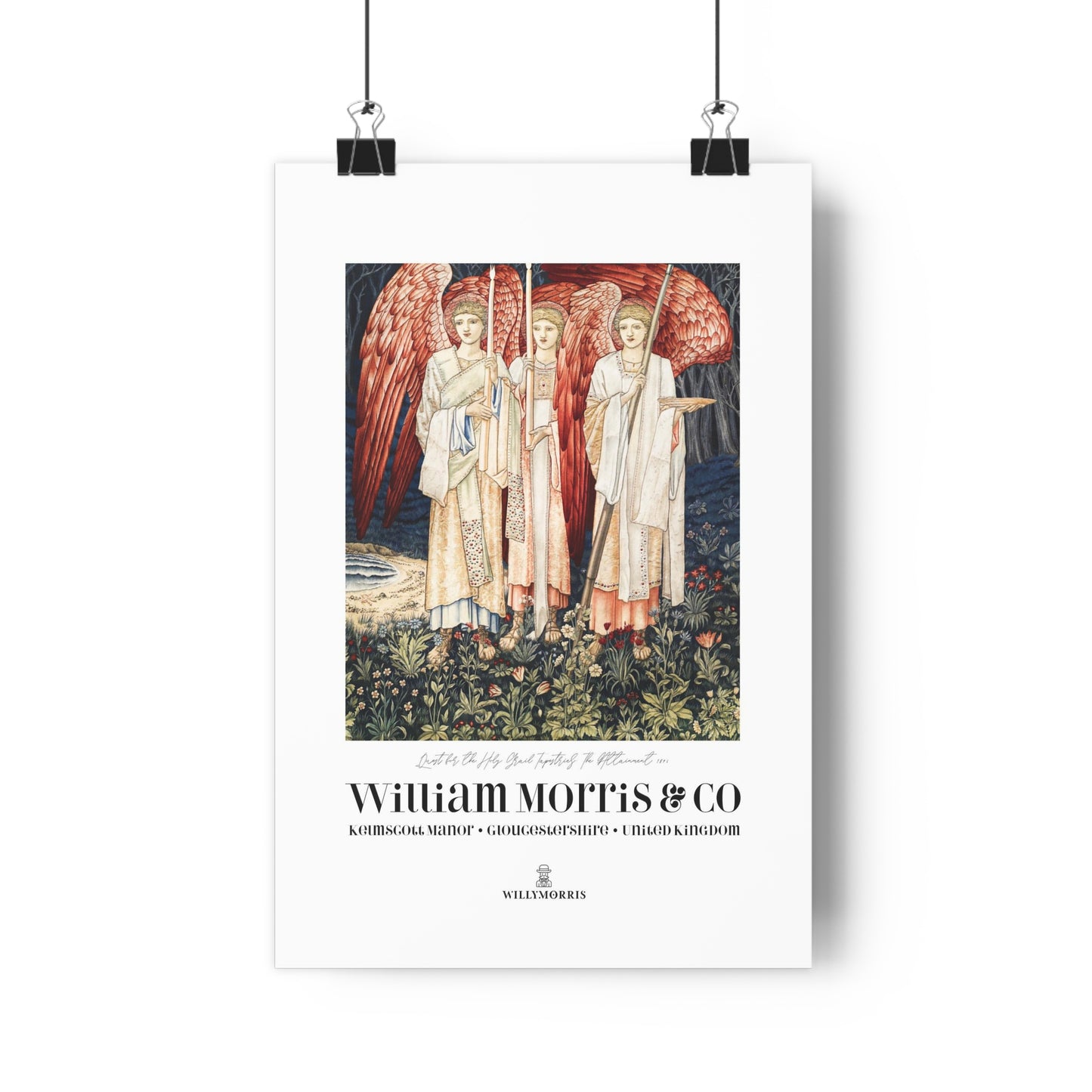 Giclée Art Print inspired by William Morris - Quest for the Holy Grail Collection (Red Angels)