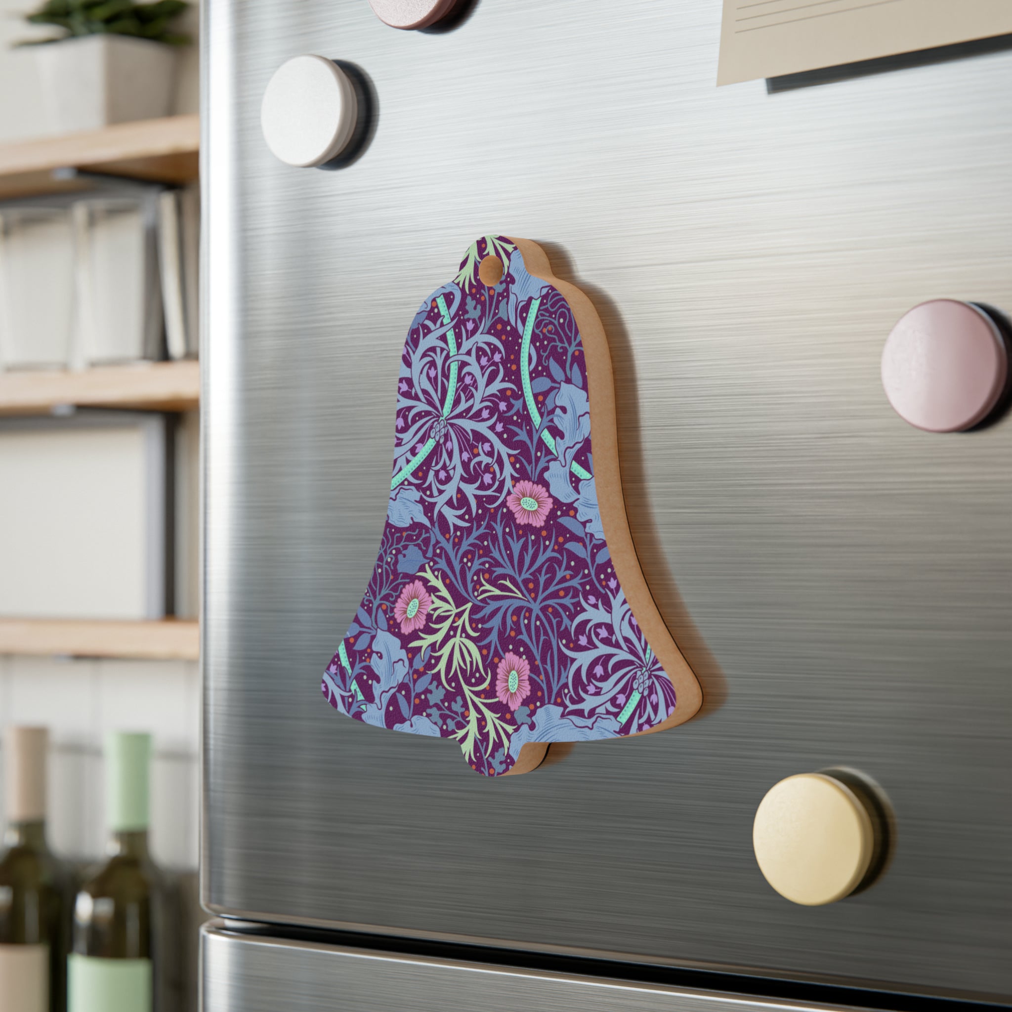 Wooden Christmas Ornaments by William Morris - Seaweed (Pink