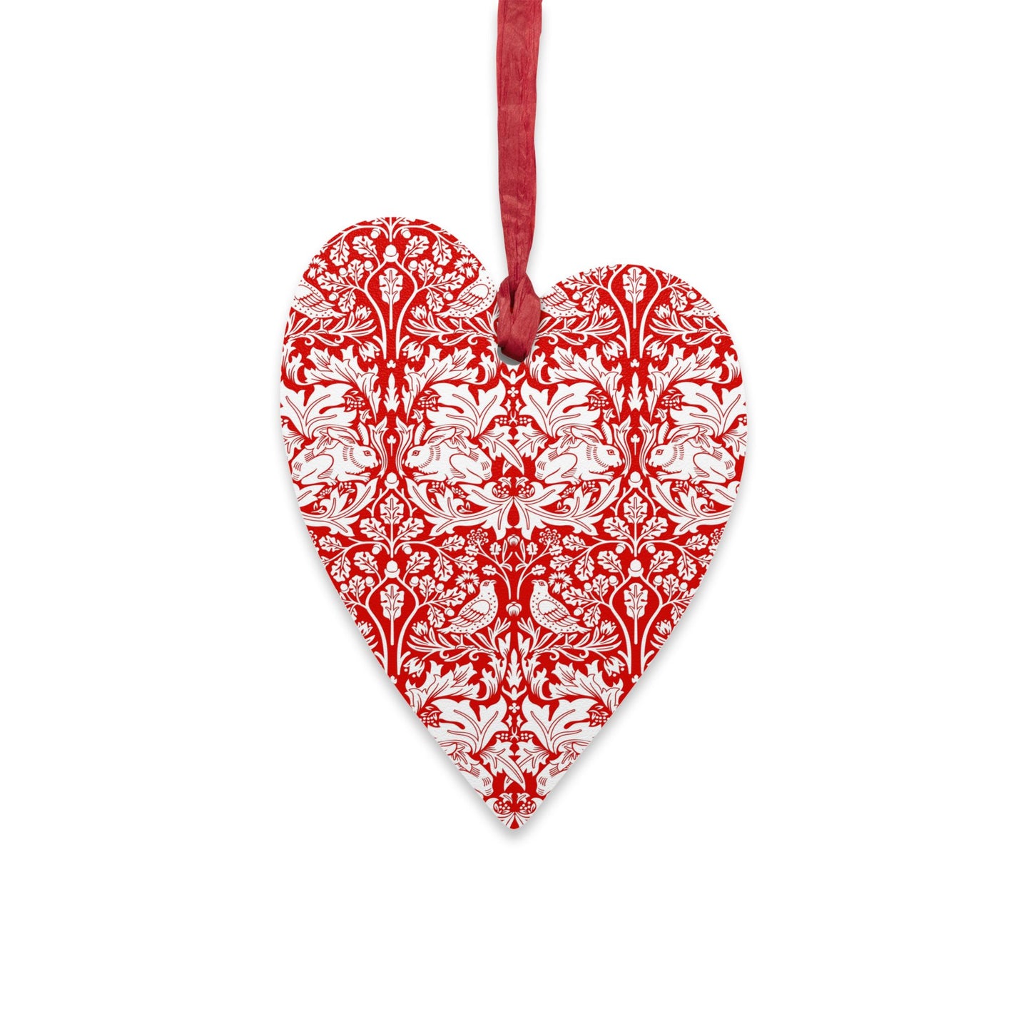 Wooden Christmas Ornaments inspired by William Morris - Brer Rabbit Collection (Red)