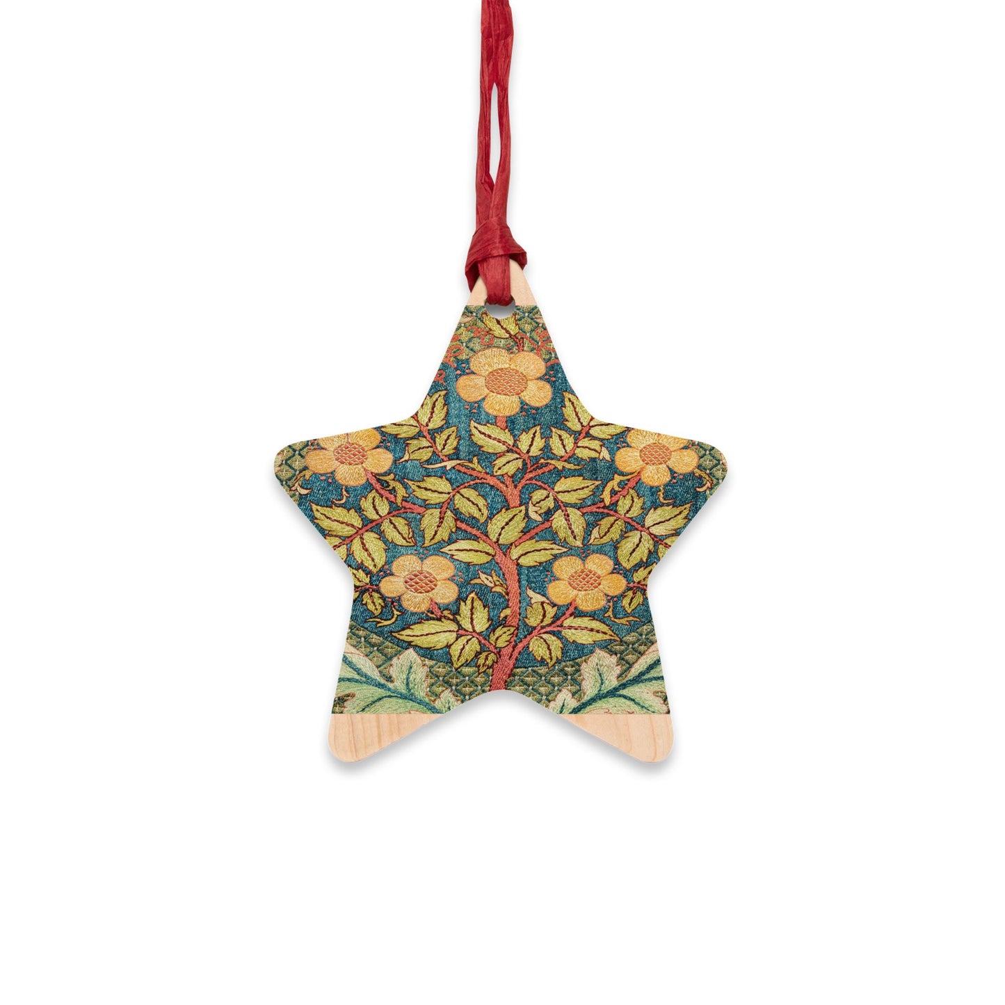 Wooden Christmas Ornaments inspired by William Morris - Rose Wreath Collection