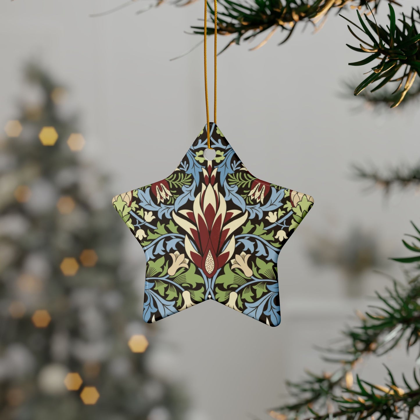 Ceramic Christmas Ornaments inspired by William Morris - Snakeshead Collection - Double Sided Print: 1pc, 3pcs, 5pcs, 10pcs