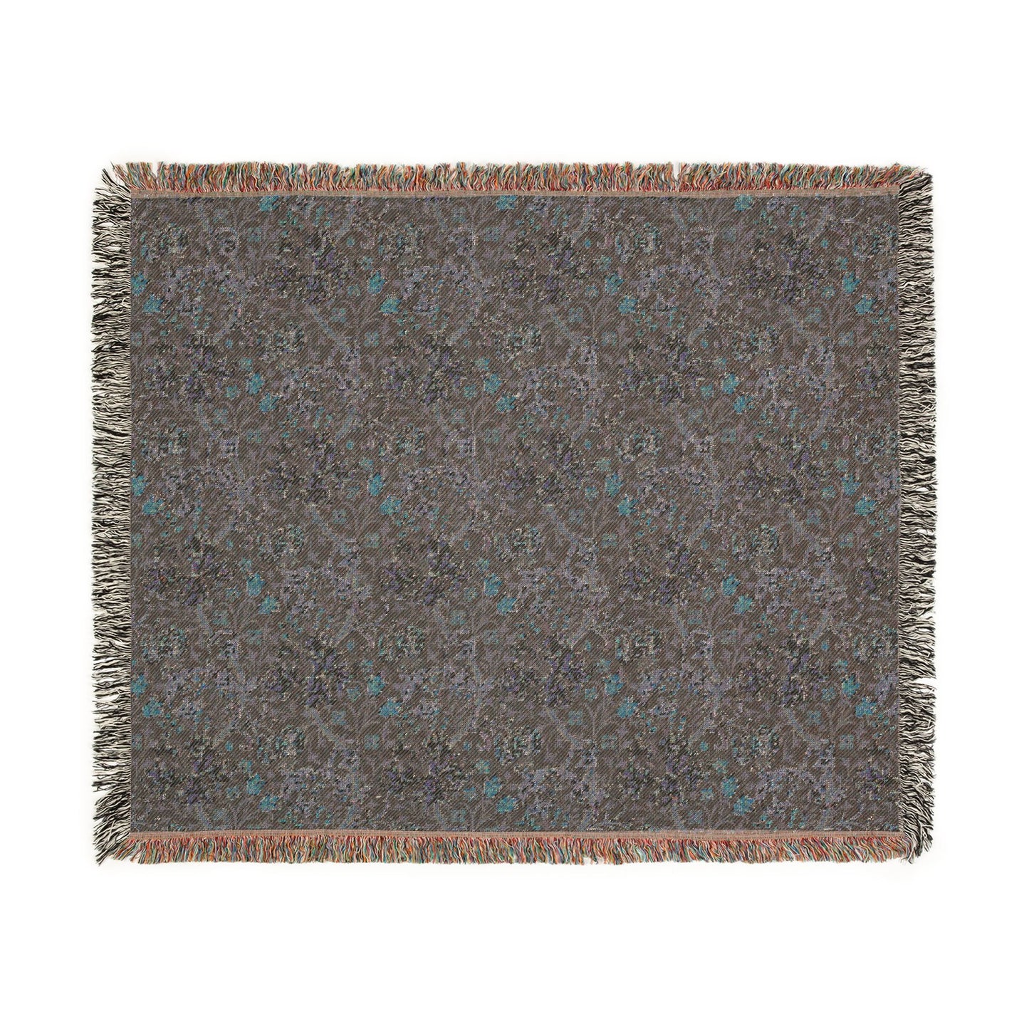 Woven Cotton Blanket inspired by William Morris - Golden Lily Collection (Midnight)