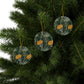 Ceramic Christmas Ornaments inspired by William Morris - Chrysanthemum Collection (Yellow) - Double Sided Print: 1pc, 3pcs, 5pcs, 10pcs