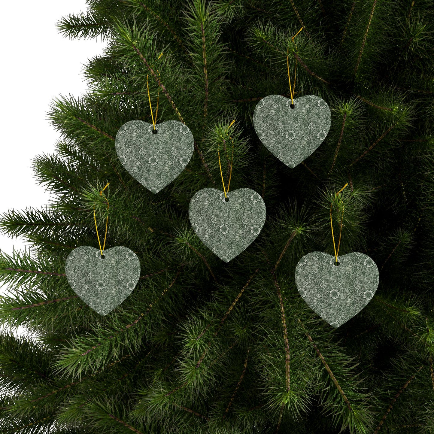 Ceramic Christmas Ornaments inspired by William Morris - Marigold Collection - Double Sided Print: 1pc, 3pcs, 5pcs, 10pcs