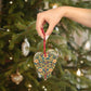 Wooden Christmas Ornaments inspired by William Morris - Rose Wreath Collection