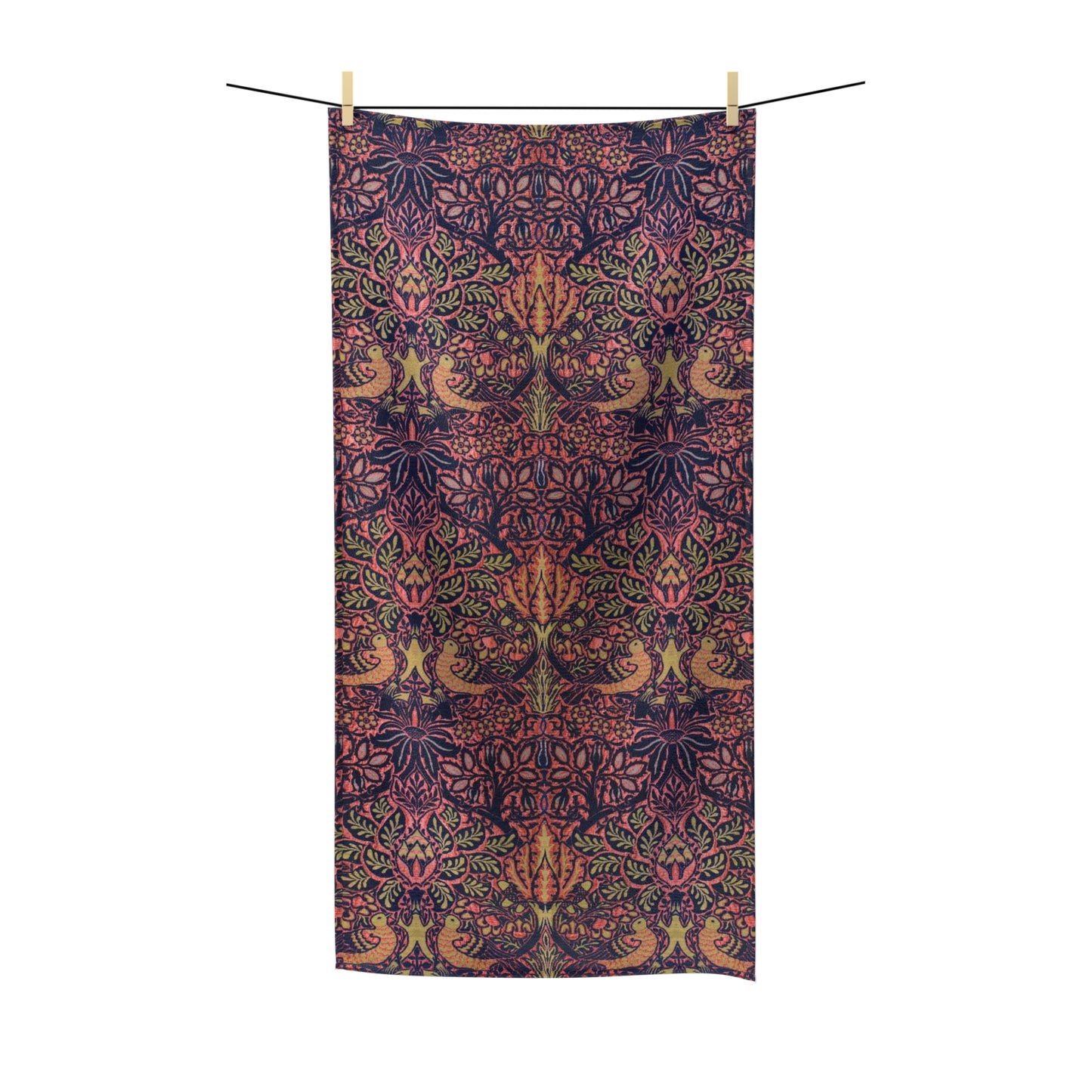 Luxury Polycotton Towel inspired by William Morris - Dove and Rose Collection