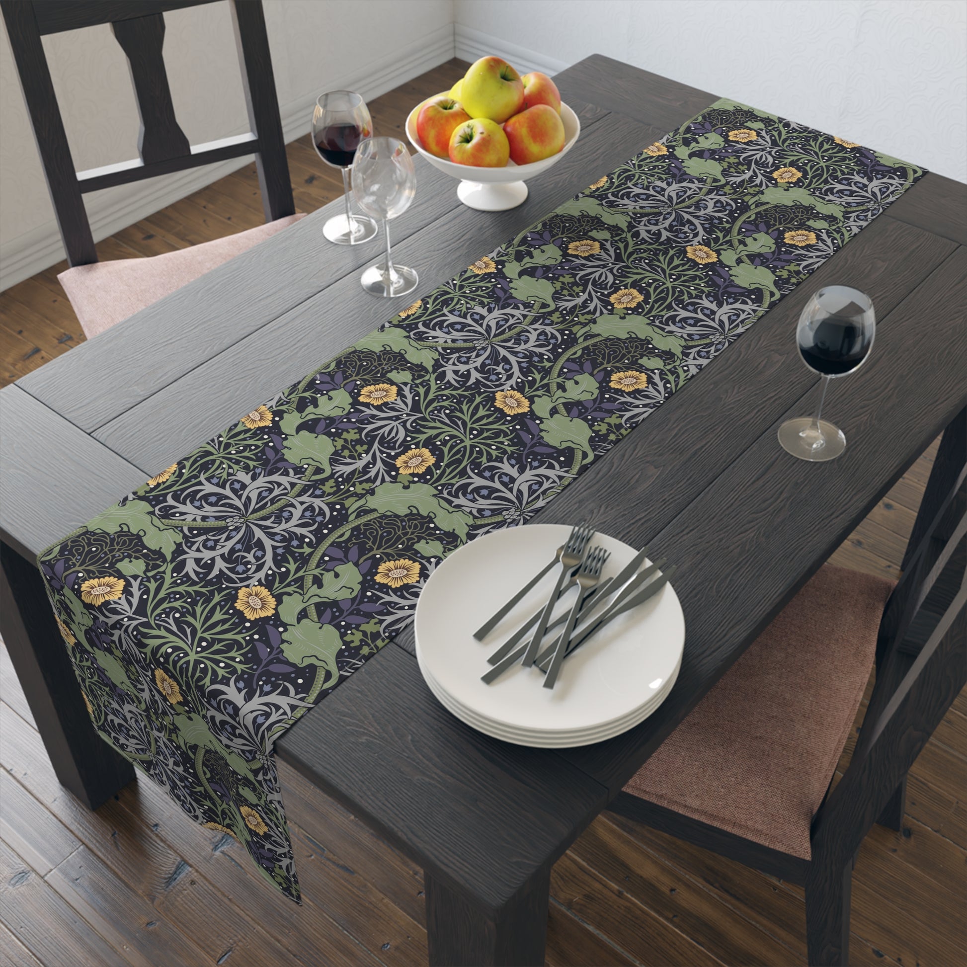 william-morris-co-table-runner-seaweed-collection-yellow-flower-13