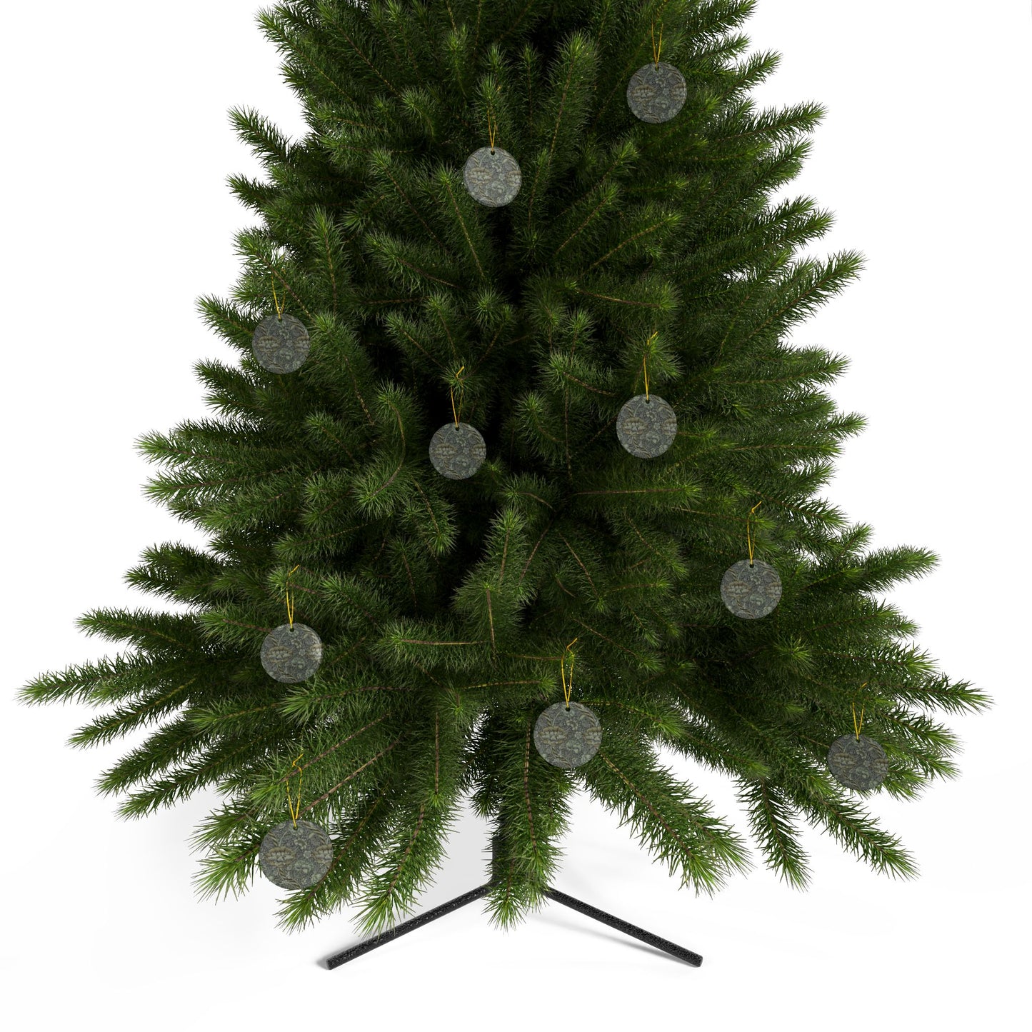 Ceramic Christmas Ornaments inspired by William Morris - Wandle Collection (Grey) - Double Sided Print: 1pc, 3pcs, 5pcs, 10pcs