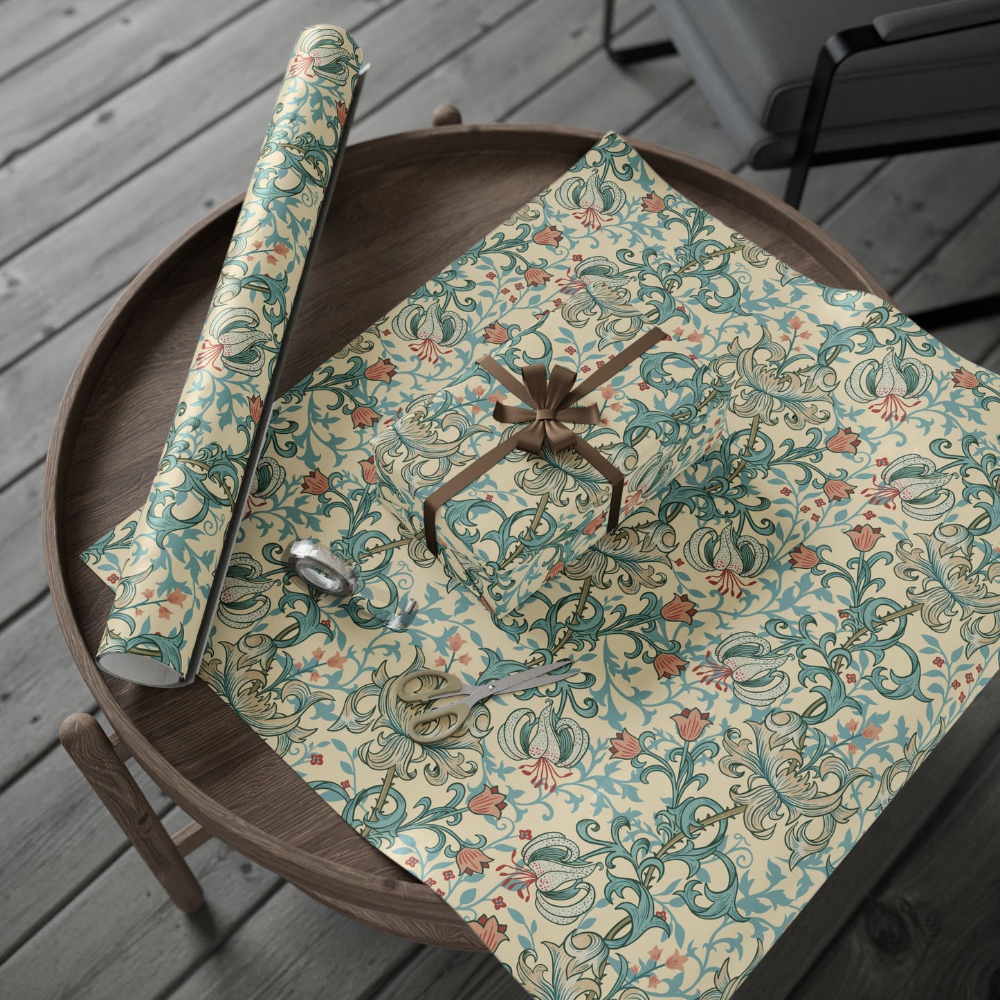 Christmas Wrapping Paper inspired by William Morris - Golden Lily Collection (Mineral)