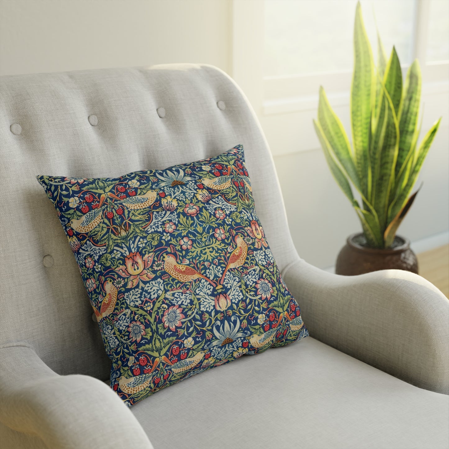 William Morris & Co Cushion and Cover - Strawberry Thief Collection (Indigo)