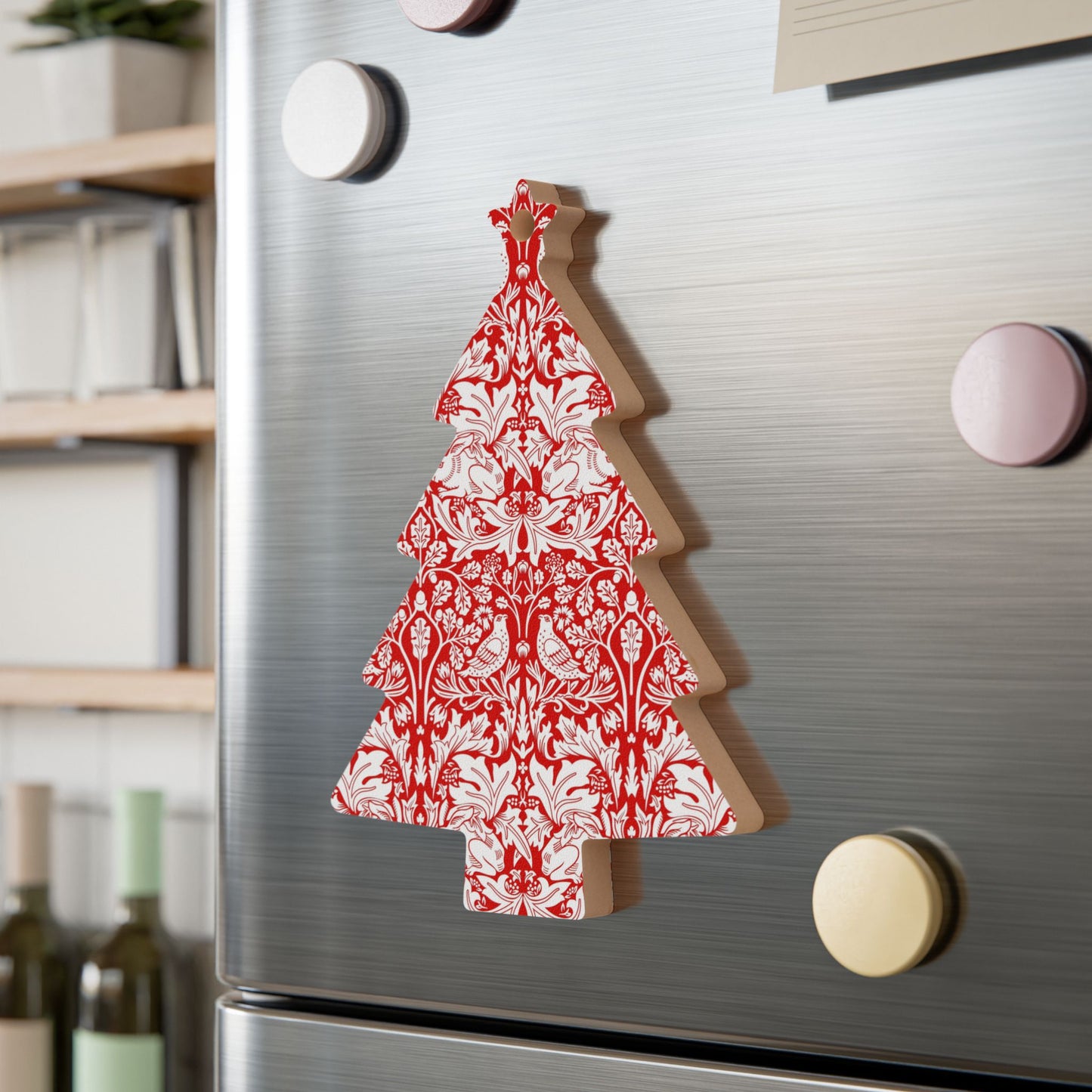 Wooden Christmas Ornaments inspired by William Morris - Brer Rabbit Collection (Red)