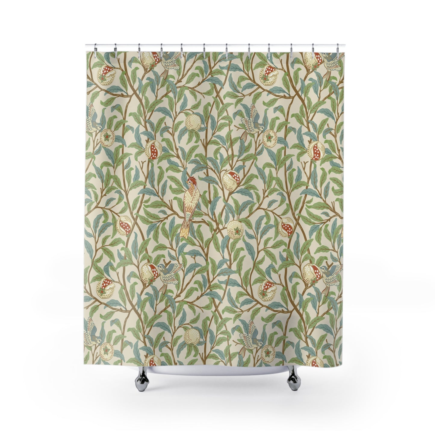 Shower Curtain inspired by William Morris - Bird and Pomegranate Collection (Parchment)