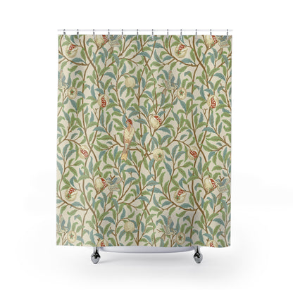 Shower Curtain inspired by William Morris - Bird and Pomegranate Collection (Parchment)