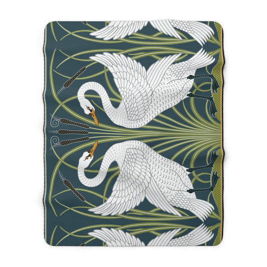 william-morris-co-sherpa-fleece-blanket-white-swan-collection-spruce-1