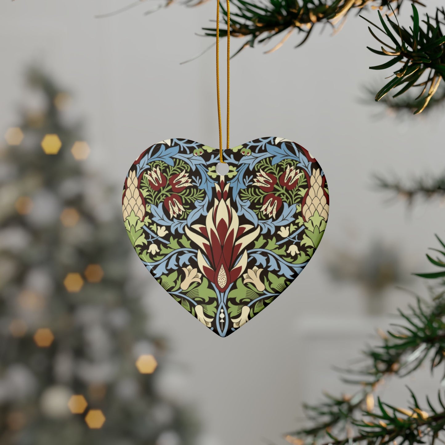 Ceramic Christmas Ornaments inspired by William Morris - Snakeshead Collection - Double Sided Print: 1pc, 3pcs, 5pcs, 10pcs