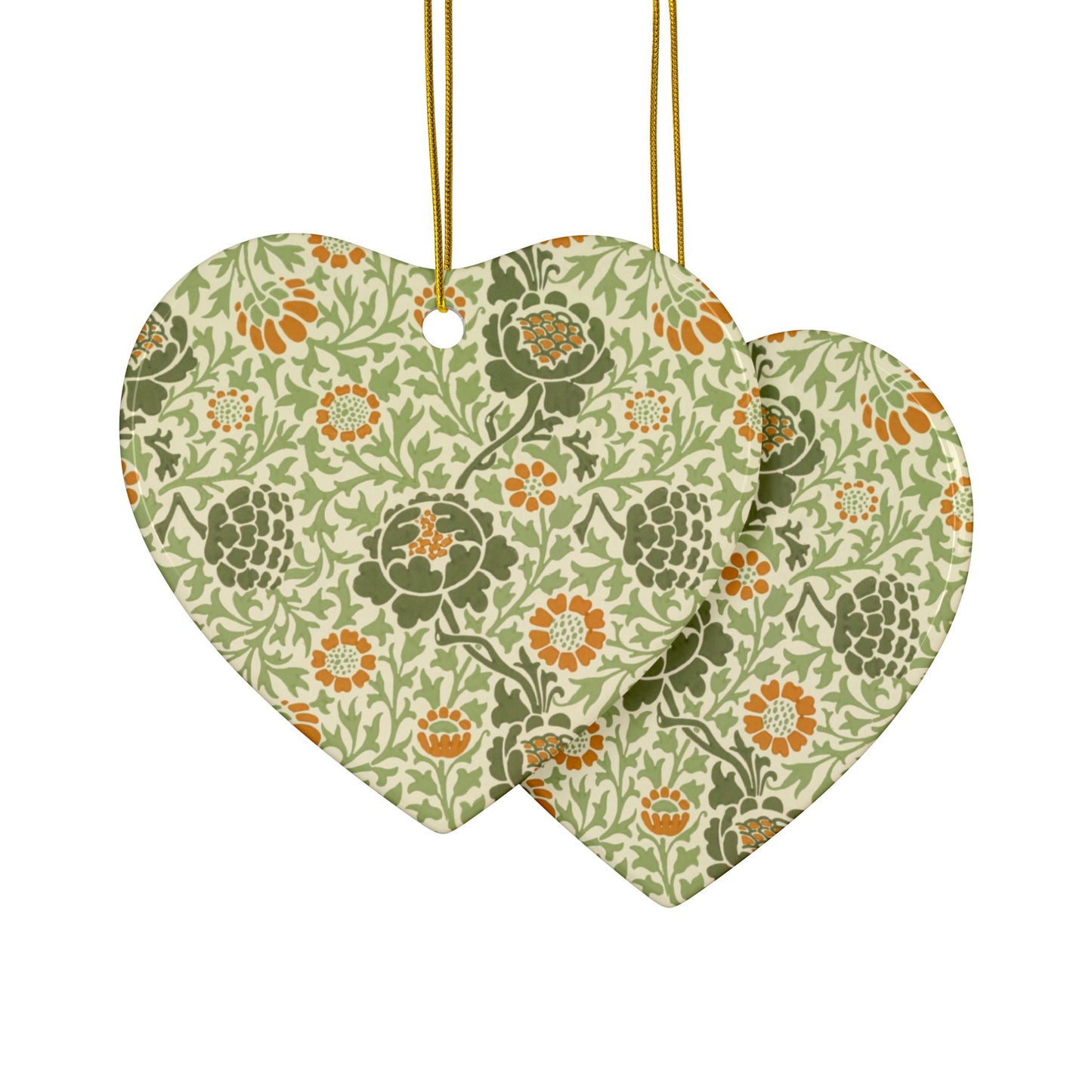 Ceramic Christmas Ornaments inspired by William Morris - Grafton Collection - Double Sided Print: 1pc, 3pcs, 5pcs, 10pcs