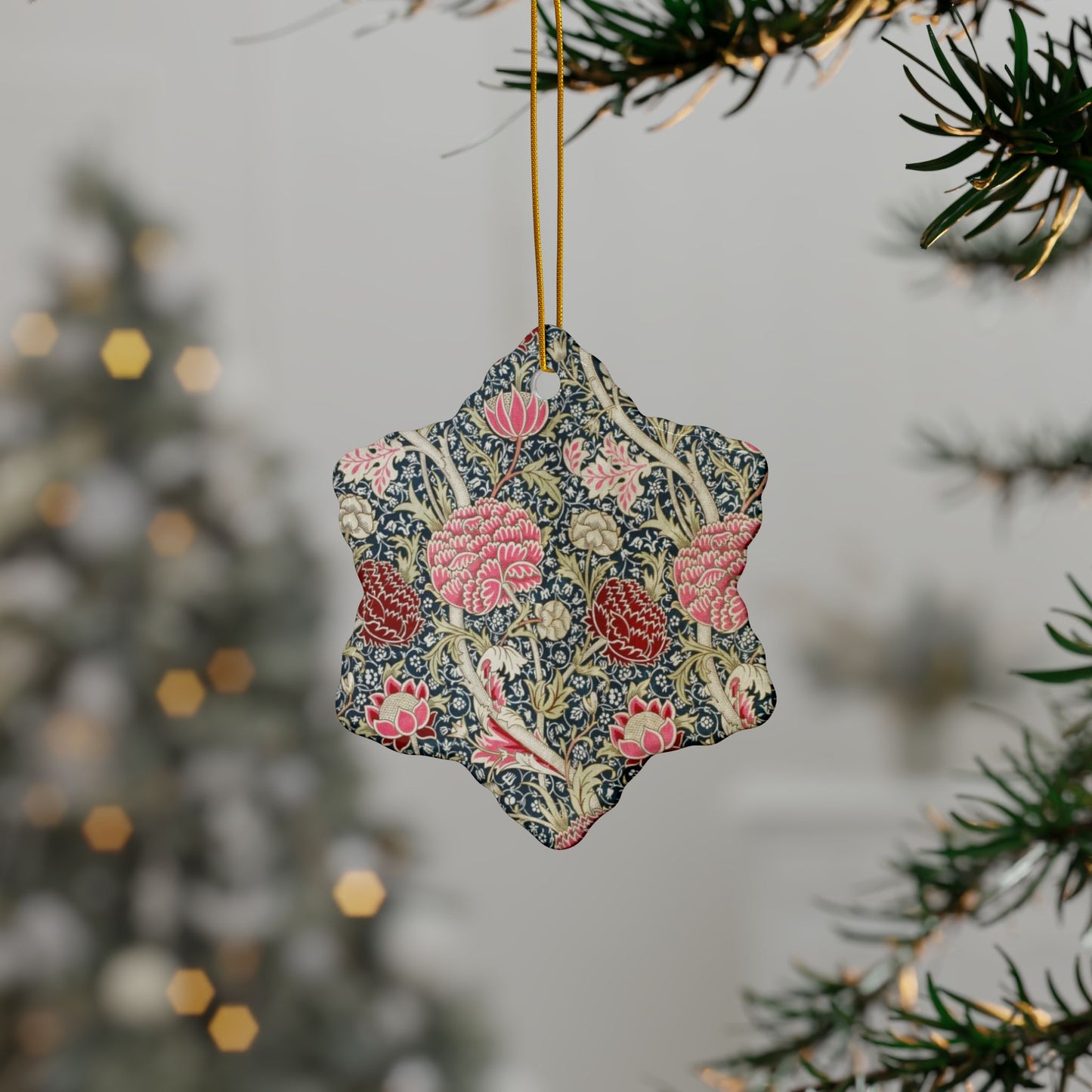 Ceramic Christmas Ornaments inspired by William Morris - Cray Collection - Double Sided Print: 1pc, 3pcs, 5pcs, 10pcs