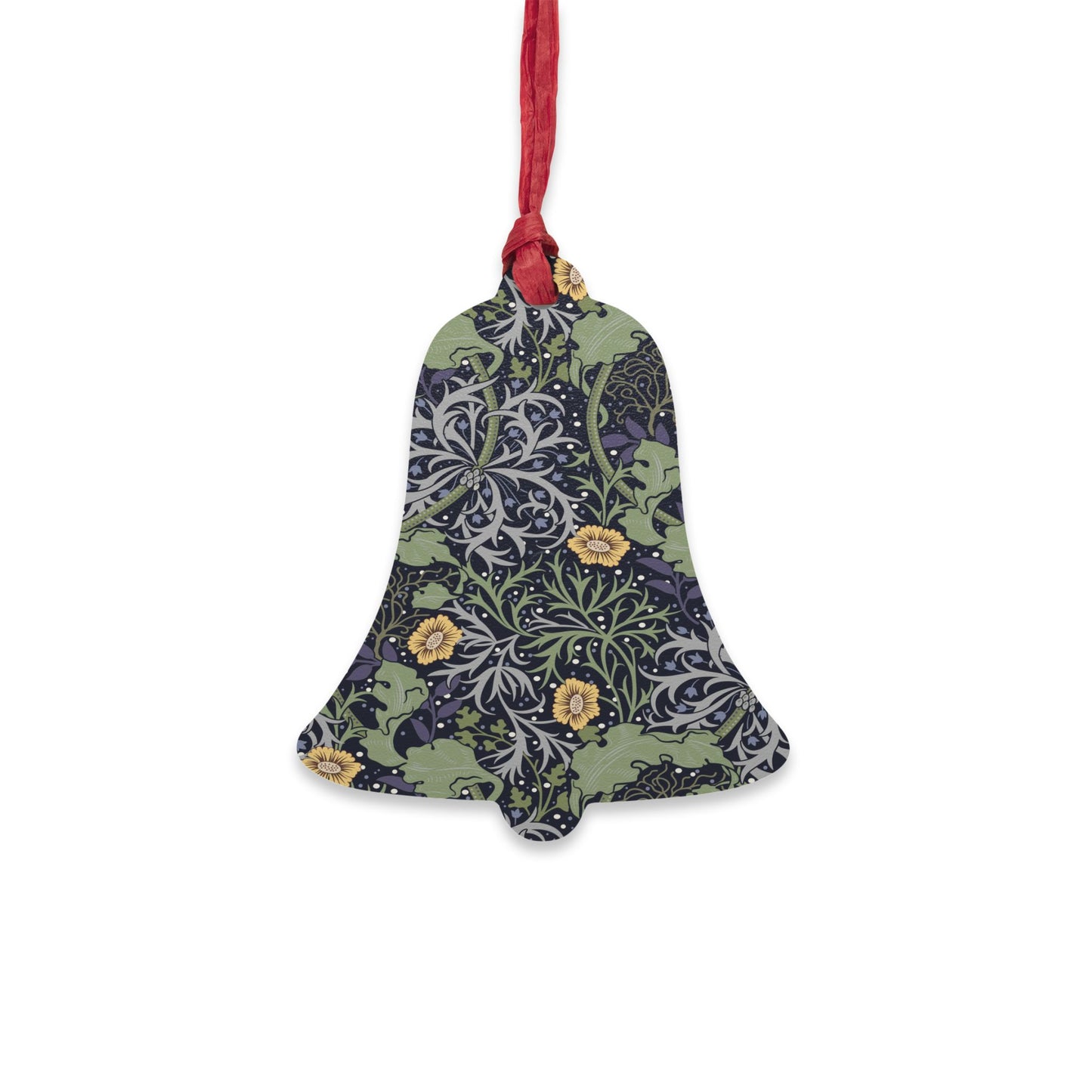 Wooden Christmas Ornaments inspired by William Morris - Seaweed Collection (Yellow Flower)