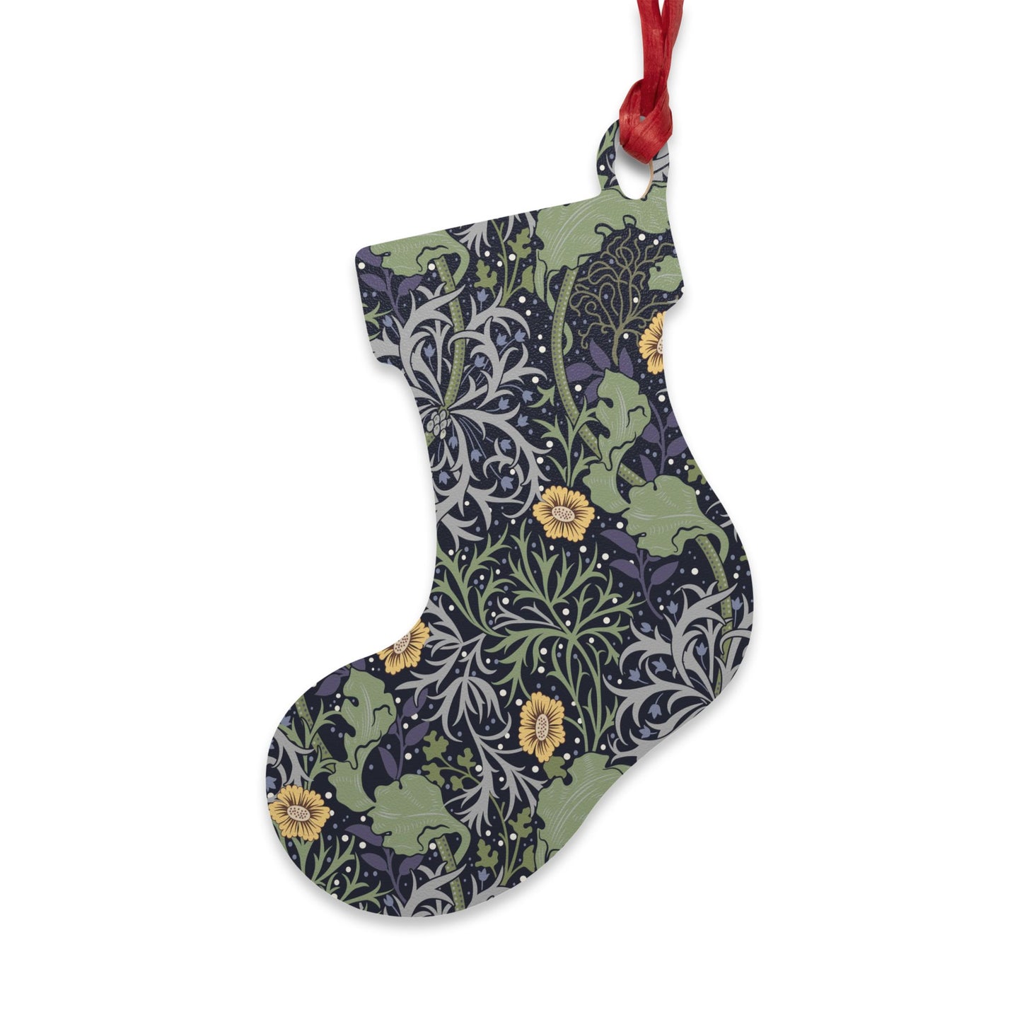 Wooden Christmas Ornaments inspired by William Morris - Seaweed Collection (Yellow Flower)