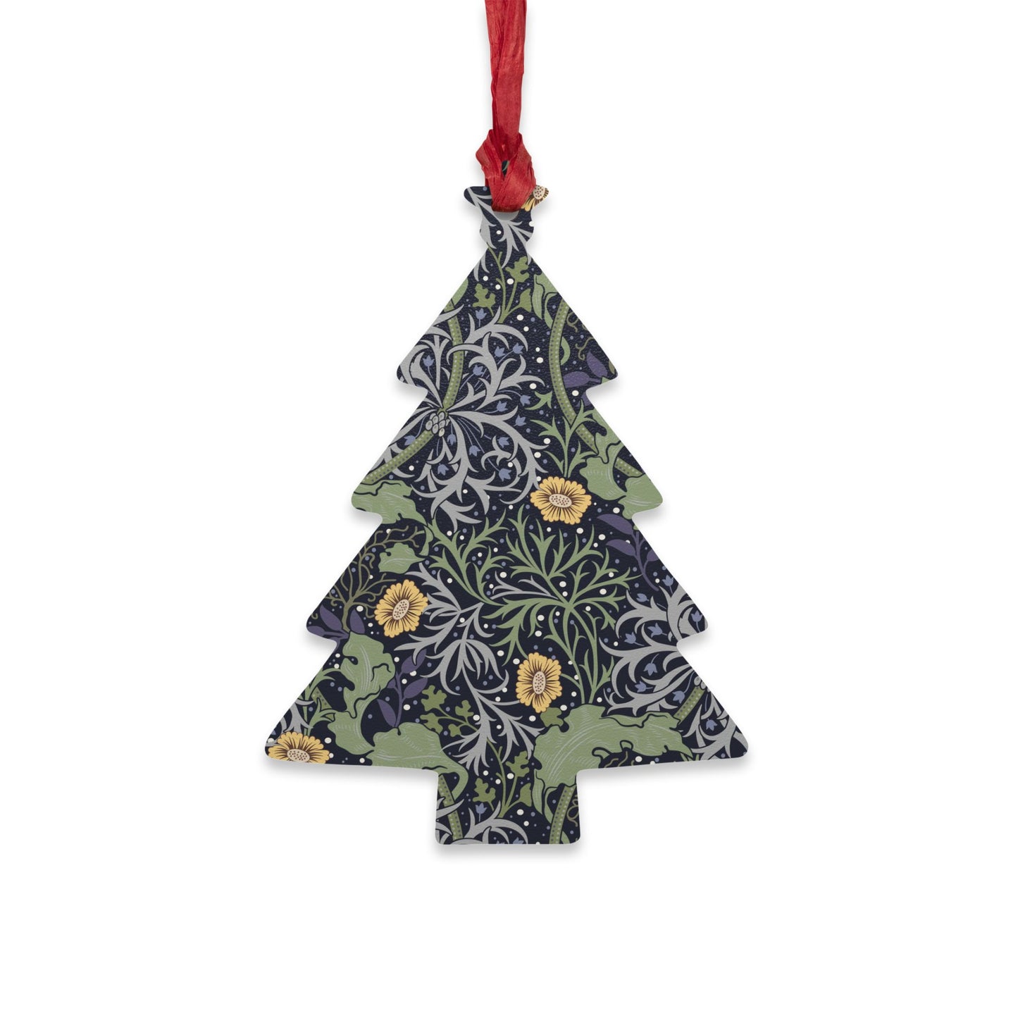 Wooden Christmas Ornaments inspired by William Morris - Seaweed Collection (Yellow Flower)