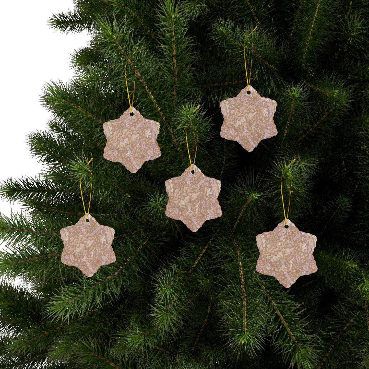 Ceramic Christmas Ornaments inspired by William Morris - Windrush Collection (Path) - Double Sided Print: 1pc, 3pcs, 5pcs, 10pcs