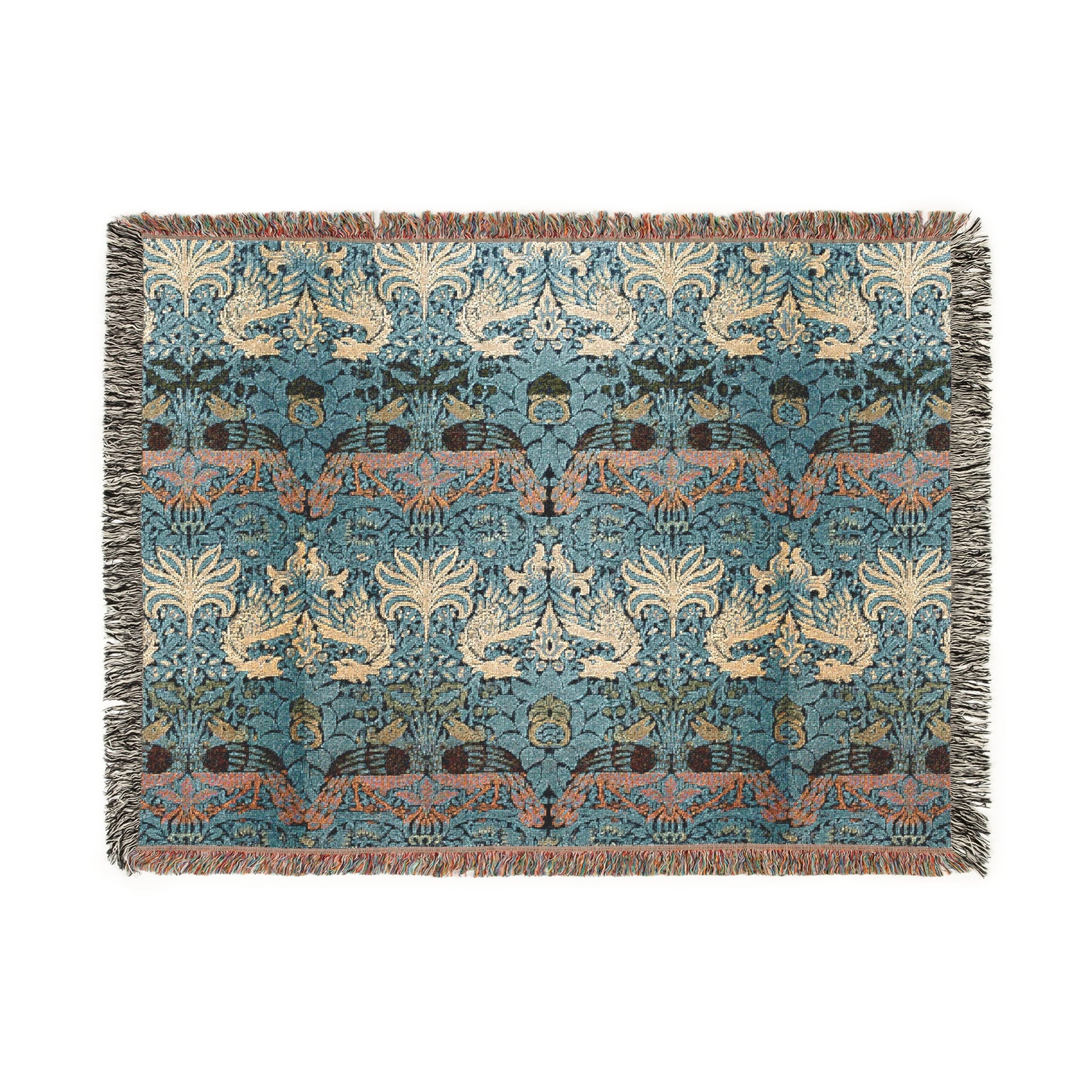 woven-cotton-blanket-william-morris-peacock-dragon-collection-4