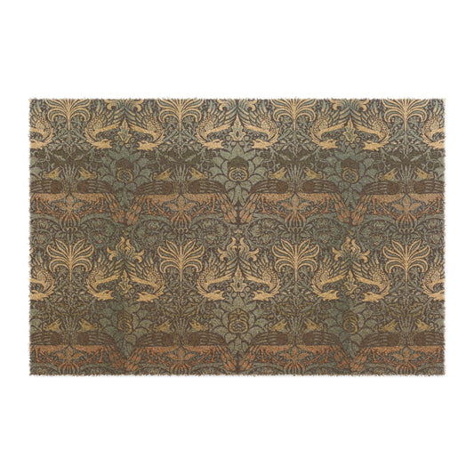 Coconut Coir Doormat inspired by William Morris - Peacock & Dragon Collection