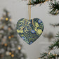 Ceramic Christmas Ornaments inspired by William Morris - Seaweed Collection (Blue Flower) - Double Sided Print: 1pc, 3pcs, 5pcs, 10pcs