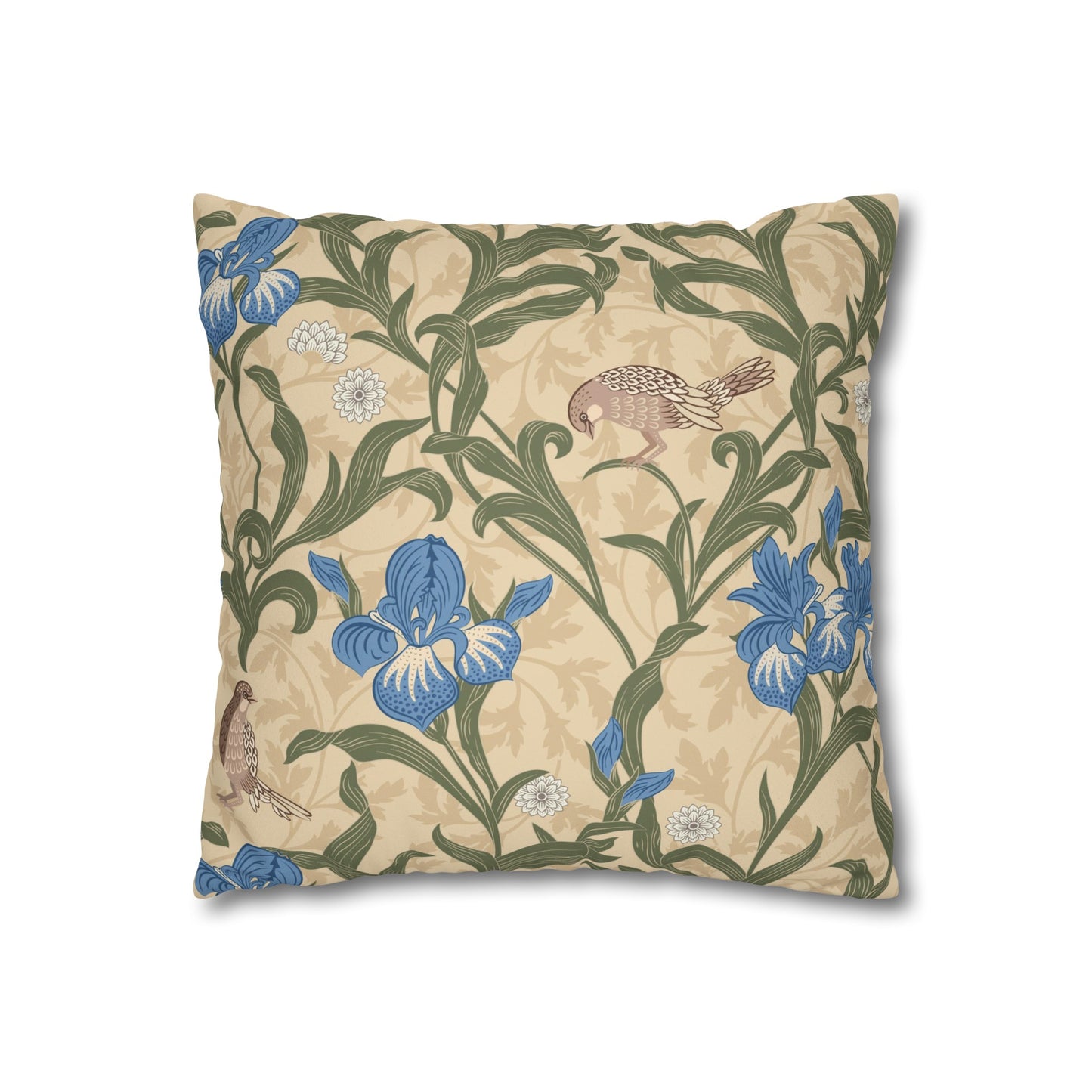 Faux Suede Cushion Cover inspired by William Morris - Blue Iris Collection