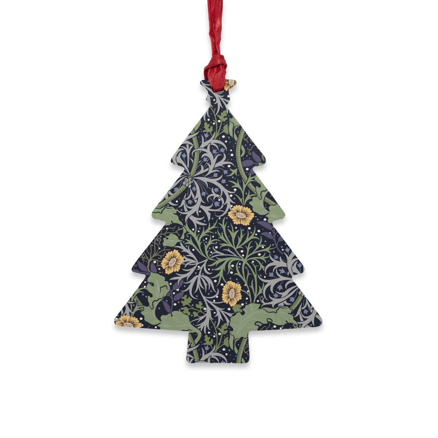 Wooden Christmas Ornaments inspired by William Morris - Seaweed Collection (Yellow Flower)