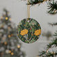 Ceramic Christmas Ornaments inspired by William Morris - Chrysanthemum Collection (Yellow) - Double Sided Print: 1pc, 3pcs, 5pcs, 10pcs