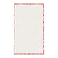 A rectangular cream-coloured tea towel with a decorative red border pattern along all four edges, shown flat against a solid white background.