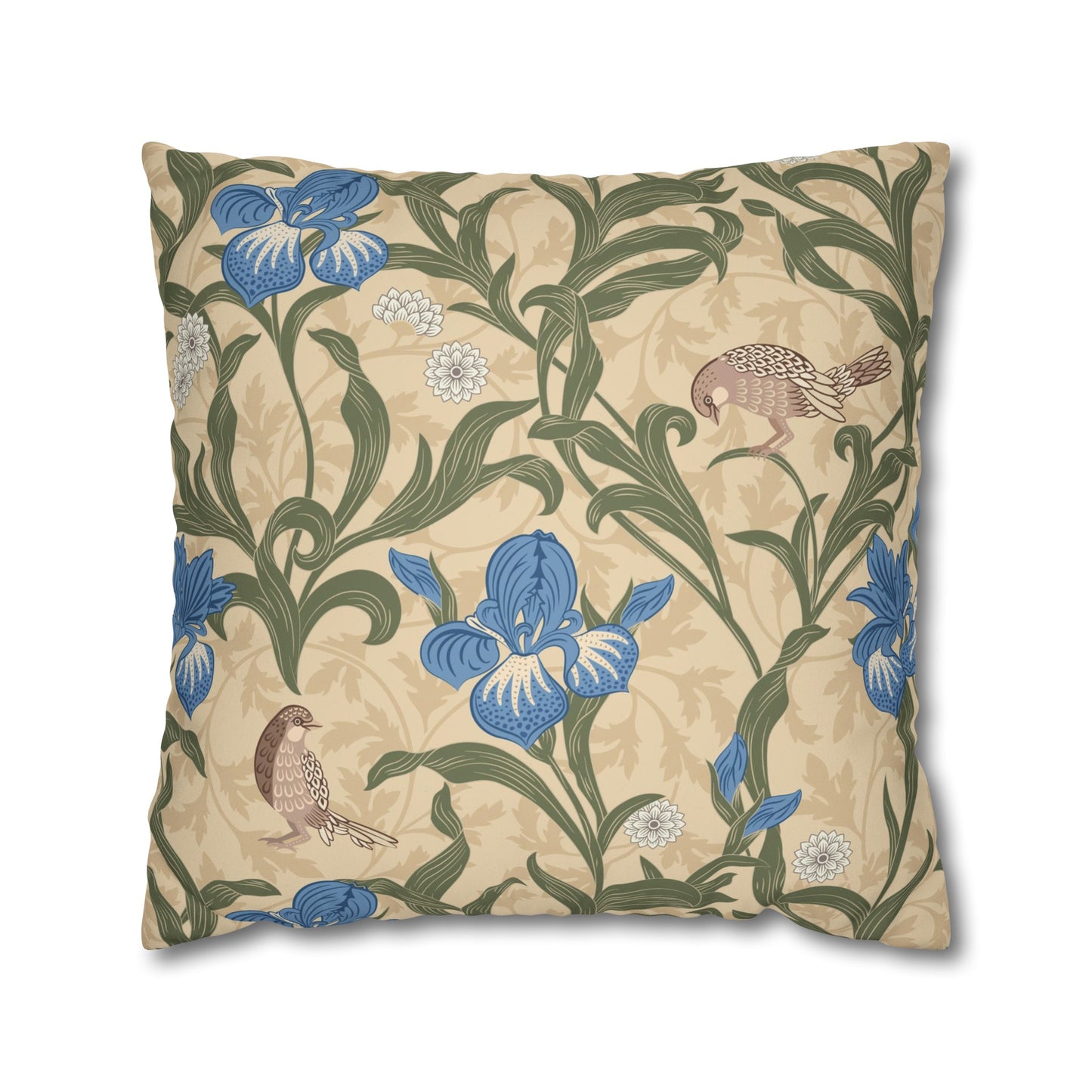 Faux Suede Cushion Cover inspired by William Morris - Blue Iris Collection