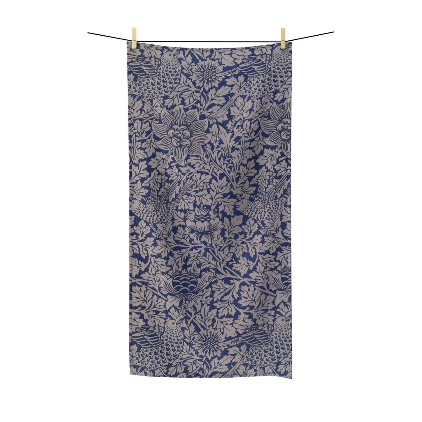 Luxury Polycotton Towel inspired by William Morris - Bird and Anemone Collection