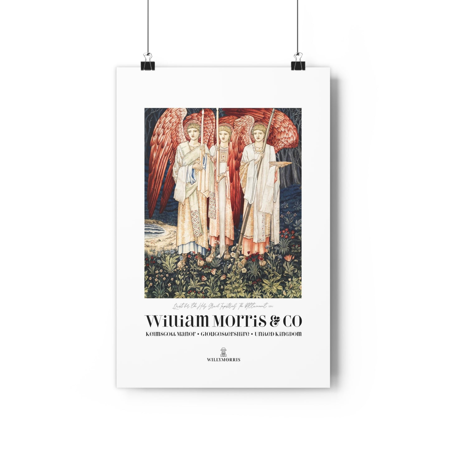 Giclée Art Print inspired by William Morris - Quest for the Holy Grail Collection (Red Angels)