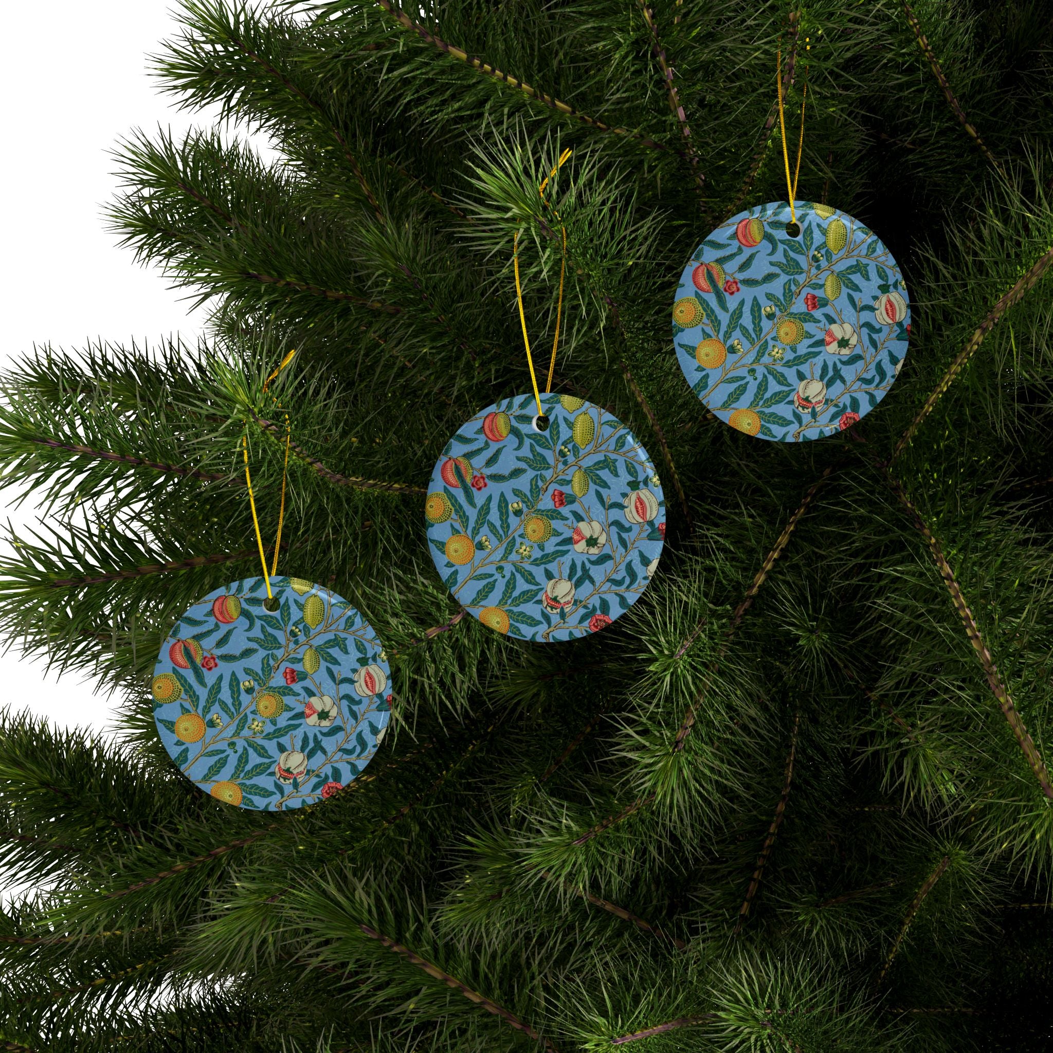 Ceramic Christmas Ornaments by William Morris - Four Fruits