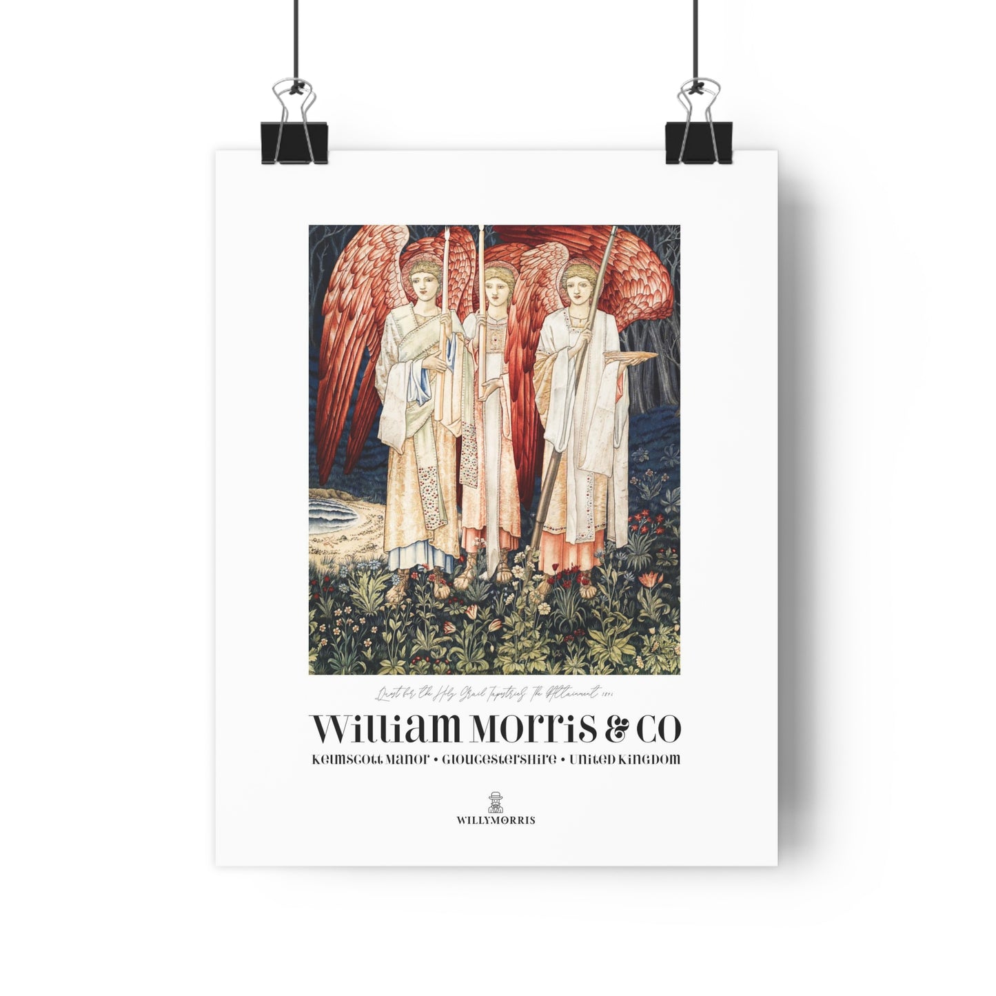 Giclée Art Print inspired by William Morris - Quest for the Holy Grail Collection (Red Angels)