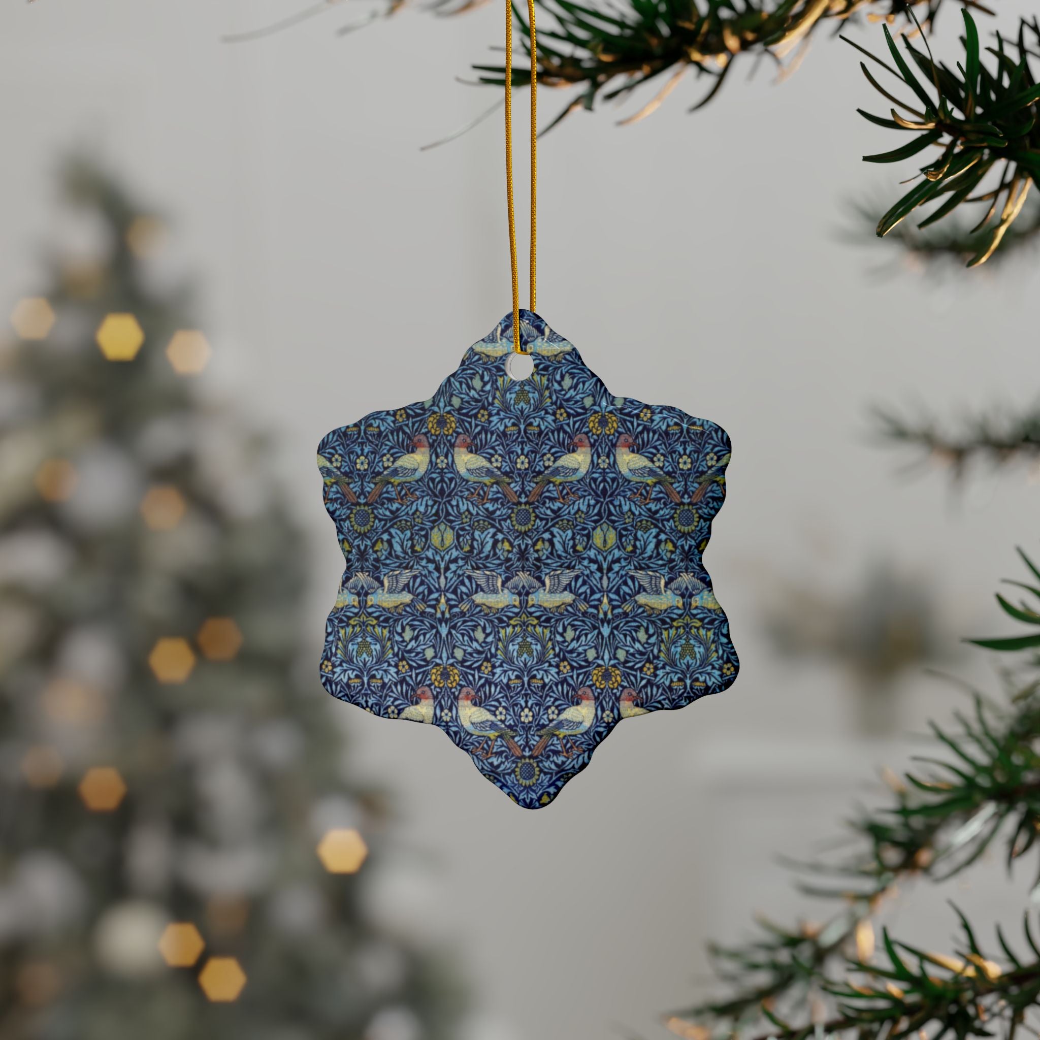 Ceramic Christmas Ornaments inspired by William Morris - Bluebird