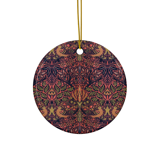 Ceramic Christmas Ornaments inspired by William Morris - Dove & Rose Collection - Double Sided Print: 1pc, 3pcs, 5pcs, 10pcs