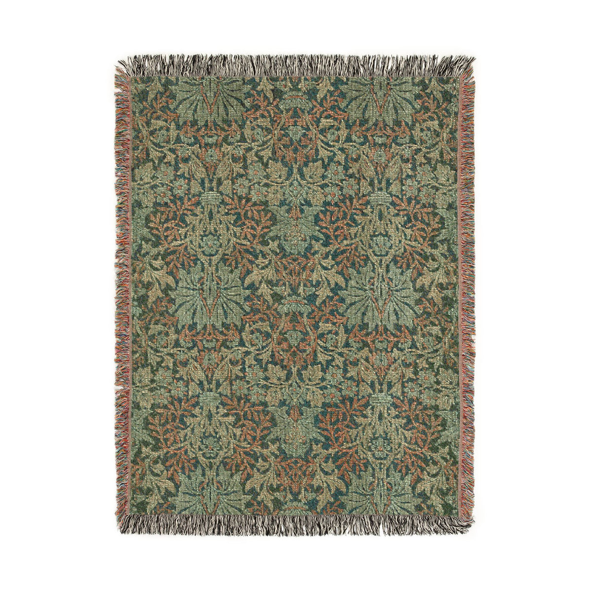 Woven Cotton Blanket inspired by William Morris - Flower Garden Collection
