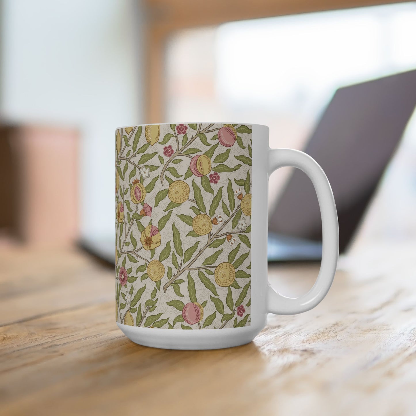 Ceramic Mug inspired by William Morris - Four Fruits Collection (Sand)