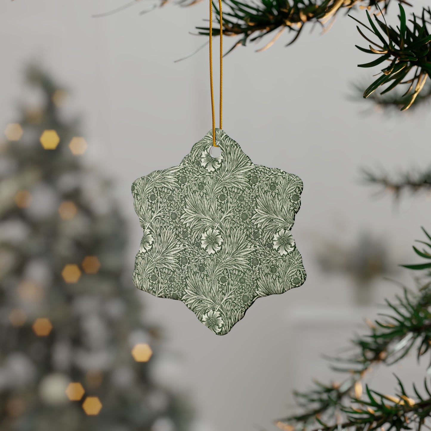 Ceramic Christmas Ornaments inspired by William Morris - Marigold Collection - Double Sided Print: 1pc, 3pcs, 5pcs, 10pcs