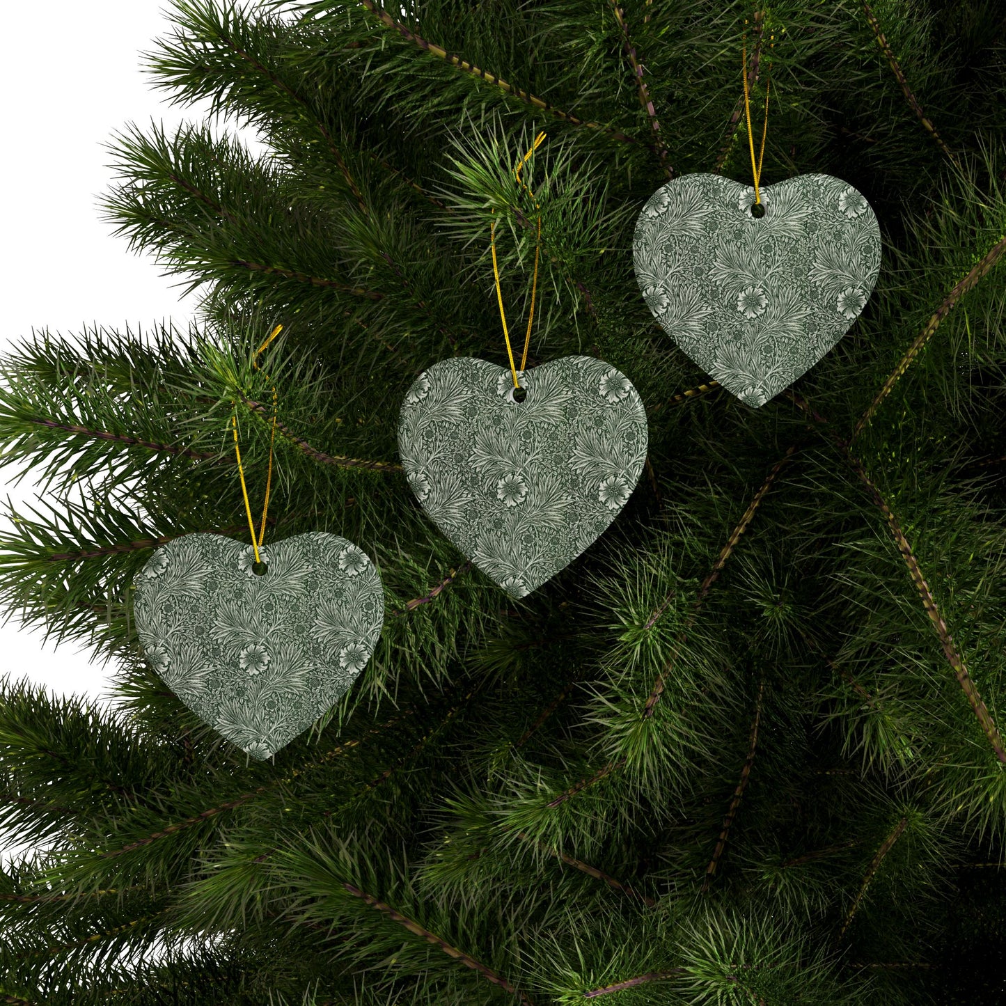 Ceramic Christmas Ornaments inspired by William Morris - Marigold Collection - Double Sided Print: 1pc, 3pcs, 5pcs, 10pcs